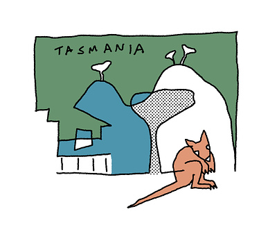 Tasmania abstract australia branding doodle illustration illustrator landscape line art lineart lo fi minimal minimalist old school procreate screentone simple tasmania travel wallaby weird