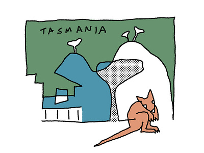 Tasmania abstract australia branding doodle illustration illustrator landscape line art lineart lo fi minimal minimalist old school procreate screentone simple tasmania travel wallaby weird