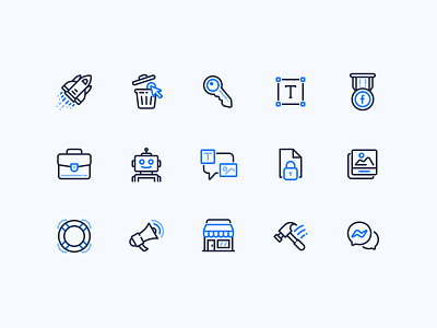 Recart Iconography II. chat chatbot conversation edit facebook growth icon icon set iconography messenger webshop