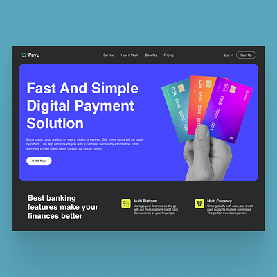 PayU - Smart Credit card service Landing Page! design figma landing page ui uidesign uidesigner ux web design webdesign