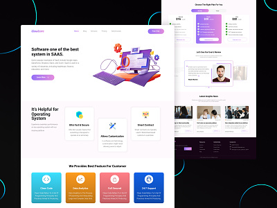 SAAS Website | UI Design 3d 3d icon 3d illsutration branding graphic design home screen landing page logo monthly and yearly subscription news card section reviews saas website subscription testimonials ui user interface