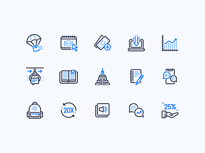 Recart Iconography III. chat chatbot delivery empire state building growth icon icon set iconography learn new york webshop