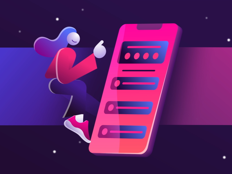 3d phone 2d 3d animation character cycle deforge dynamic element3d flat gif gradient illustration infinite loop loop motion phone satisfying loop