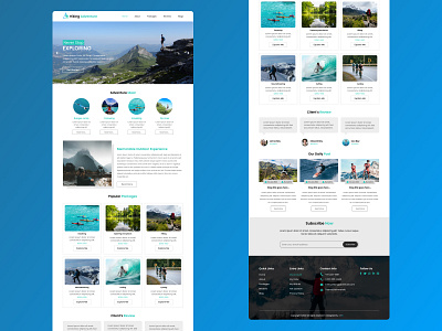 Hiking Adventure Website Homepage Design adventure blogs clients review design figma design hiking nepal our daily post popular packages travel ui ux web design