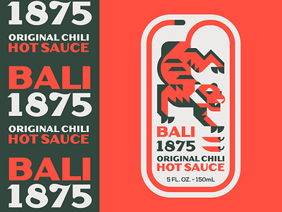 Bali 1875 branding design flat graphic hot illustration illustrator logo minimal packaging sauce tiger vector