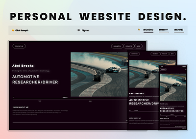 PERSONAL WEBSITE DESIGN 🏎️ automotive dark theme design personal website responsive design ui uidesign website