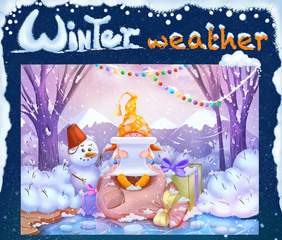 Various Winter weather for children books illustrations 2d design animation art bookconcept cartoon character childrens book illustration childrens illustration cute digital art fantasy gnome illustration puzzles