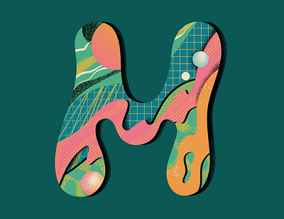 'M' for 36 Days of Type 36daysoftype challenge concept design flat freelance illustration illustrator lettering letters texture type