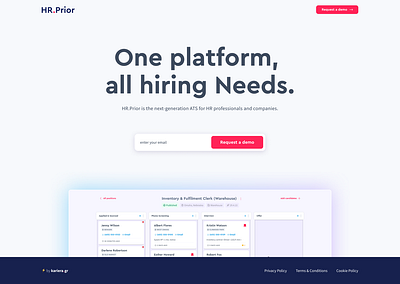 Landing page for an ATS app applicants ats design figma hr landing page ui