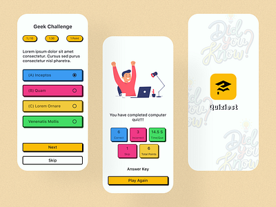 Quiz Application app app design app development app design appdesign mobileappdesign branding design graphic design illustration logo mobileappdesign ui ux
