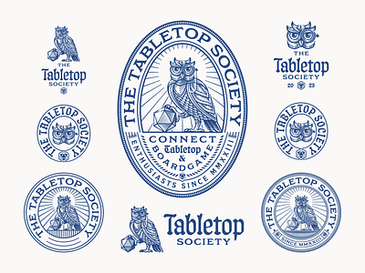 The Tabletop Society badge boardgame branding design engraving etching illustration logo peter voth design tabletop vector