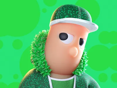 tough guy 3d avatar c4d cap character design fur graphic design green guy illustration motion graphics octane stylized tough