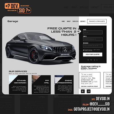 Car Services Web Design branding car car services car website design devsid digital marketing garage website graphic design inspiration instagram landing page logo minimalistic modern modern web design seo site web design website