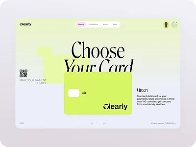 Clearly Card Page brand brand gradient brand identity branding card page clean clean design concept design eco eco friendly ecology gradient graphic design inspiration payment payment system recycle visual identity web