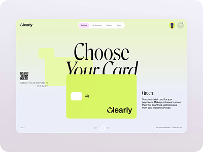 Clearly Card Page brand brand gradient brand identity branding card page clean clean design concept design eco eco friendly ecology gradient graphic design inspiration payment payment system recycle visual identity web