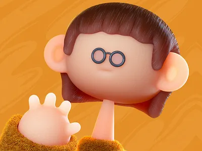 nerd kid 3d avatar ball c4d char character design face fur glasses graphic design illustration kid motion graphics nerd octane orange