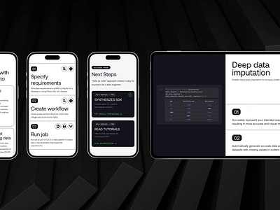 Synthesized Website on Mobile and Tablet animation branding data design devops graphic design interface mobile monochromatic motion graphics responsive responsive design responsive website tablet ui user experience ux web web design website