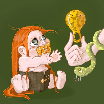 Jungle Baby baby character design digitalart illustration jungle snake