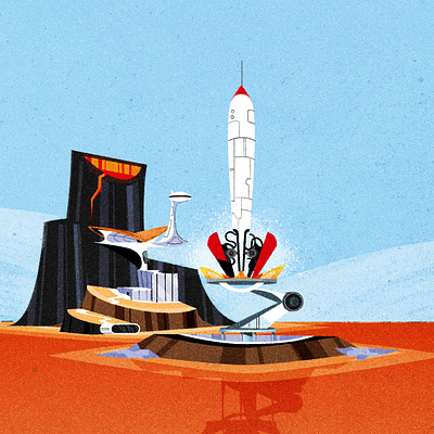 Lift off! design illustration illustrator launch mid century modern minimalist rocket texture vector