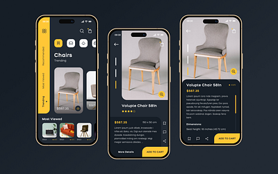 Mobile App - Furniture Ecommerce App app appdesign branding chair design graphic design interior mobile ui ux