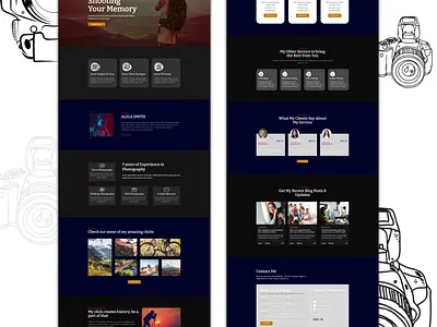 Photography Website. camera cameraman ecommerce event homepage landing page landing page design model phographer photo photographer photography photoshoot picture potraits shoot uiux videography web design website