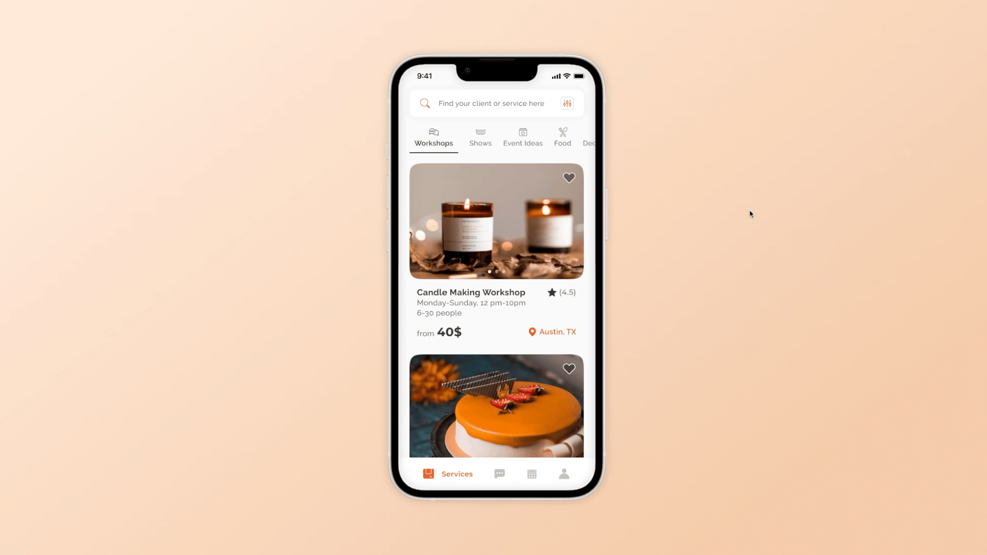 Party planning service app marketplace mobile planning ui