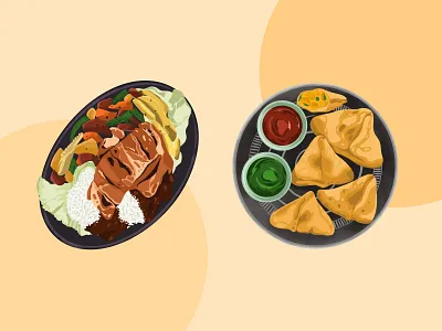 Food Illustrations art chicken food illustration illustrationart ipad procreate samosa sizzler