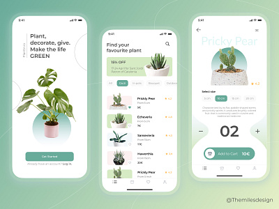 🪴 PlantIn.io | Plant Shop Mobile App app application branding flower green plant plants shop themilesdesign ui ux