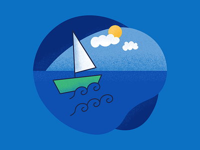 Ocean boat design digital illustration illustration ocean sail sea ship vector vector art vector illustration wave