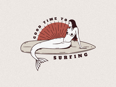 Mermaid and surfing beach branding design graphic design illustration logo surf travel