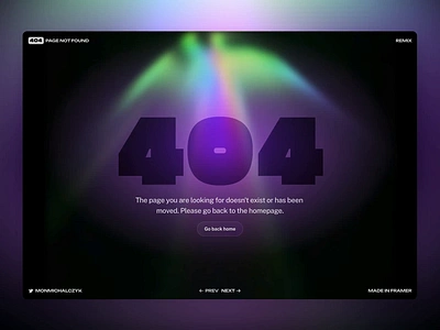 404 Pages for Framer 3d 404 animation color disco effect error framer gradient interaction spline ui web website