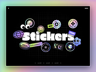 Animated Stickers for Framer animated design freebie googly eyes gradient holographic interaction stickers website