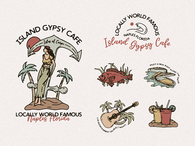 Cafe branding idea | Island Gypsy Cafe beach branding cafe branding design graphic design illustration logo vector