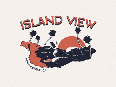 Logo "Island View" beach branding design graphic design hand drawn illustration line work logo palm trees surf vector