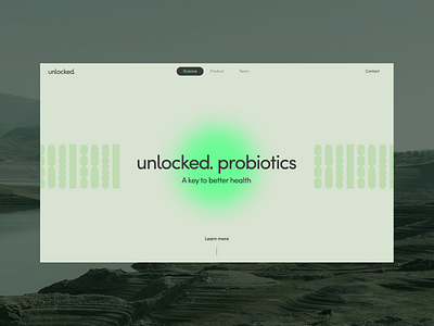 UNLOCKED - Hero biotech branding design green hero homepage logo one page probiotics typography ui ux