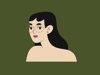 Self-portrait avatar beauty character fashion female character flat girl illustration lineart procreate