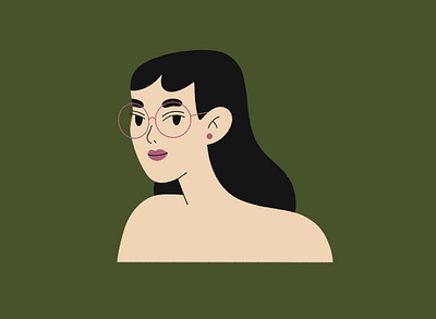 Self-portrait avatar beauty character fashion female character flat girl illustration lineart procreate