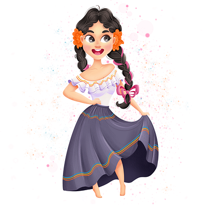 Dancing Spanish girl girl illustration maiden procreate