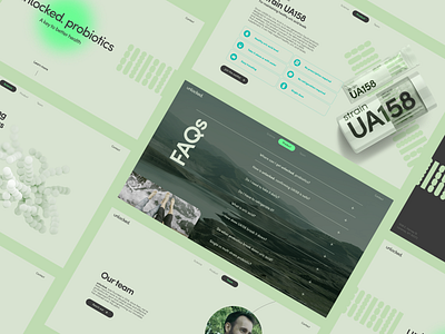 UNLOCKED - Site biotech blur branding design green one page probiotics ui ux