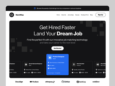 WorkWise - Job Platform bold creative daily ui design hero homepage interface layout ui ux web web design