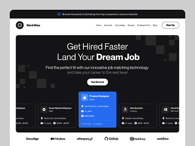 WorkWise - Job Platform bold creative daily ui design hero homepage interface layout ui ux web web design