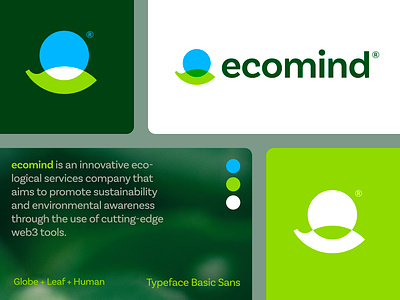 Ecomind - Logo Design branding creative logo earth eco ecologic environmental global globe green hand human innovate leaf logo logo symbol mind nature sustainable user web3