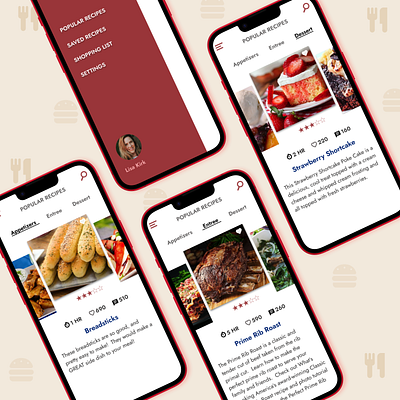 Recipe App Design app concept cooking figma food idea iphone menu prototype recipe ui ux video