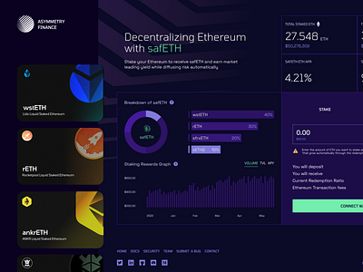 Asymmetry Finance DApp app blockchain cryptocurrency defi ui ux web3