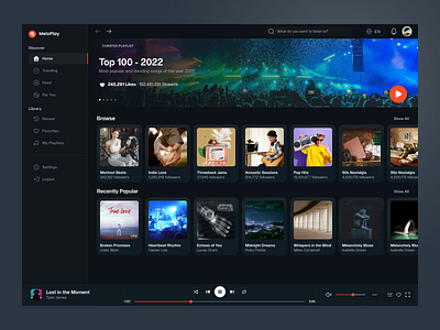 MeloPlay - Web Music Player app design music player ui web