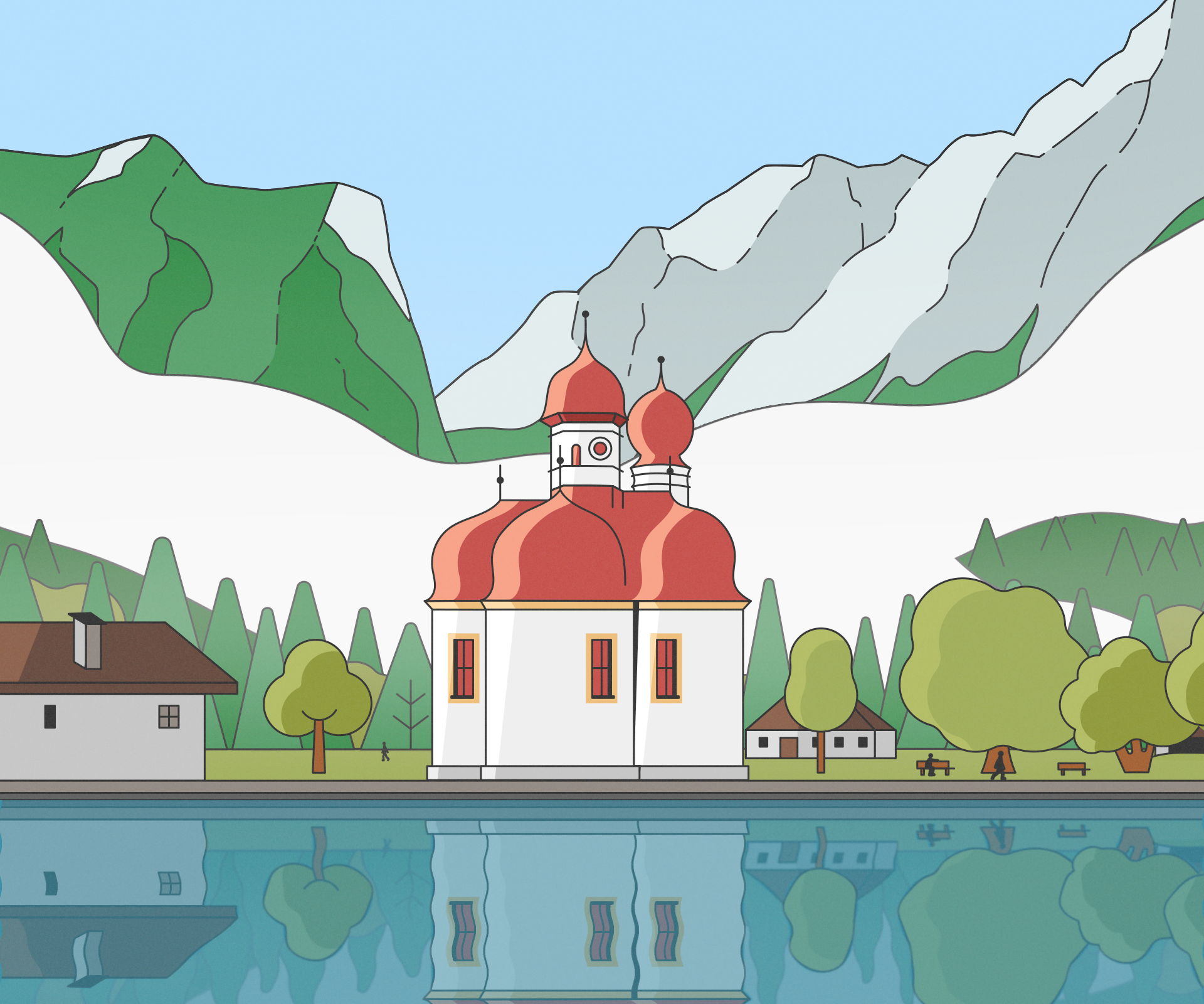 St. Barth after effects alps animation gif illustration lake lineart motion motion graphics mountains reflection