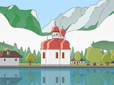 St. Barth after effects alps animation gif illustration lake lineart motion motion graphics mountains reflection