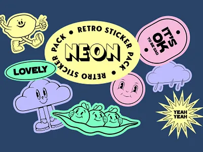 Retro Sticker Pack 90s branding characters clipart creative market cute design illustration logo mascot nostalgia retro sticker vector vintage y2k