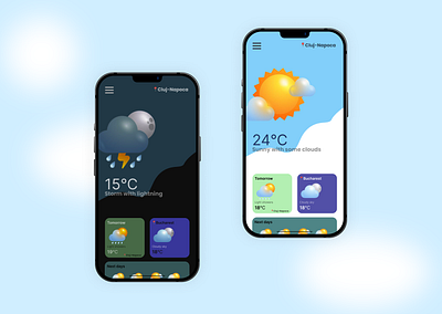 Weather App☀️🌦️🌕 app clean dailyui design minimal mobile ui ux