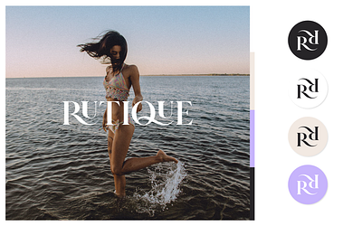 Rutique 2d beach beachwear branding design detail ecommerce fashion graphic design icon identity logo minimal sand tropics typography vector wave